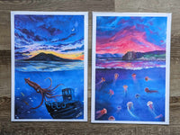 "Jellyfish at Sunset" Art Print