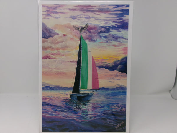 "Sailboat with Republic of Newfoundland Sail" Art Print
