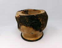Thick Wooden Bowl with Tree Bark and Stand
