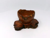Small Medium Brown Wooden Bowl with Large Stand
