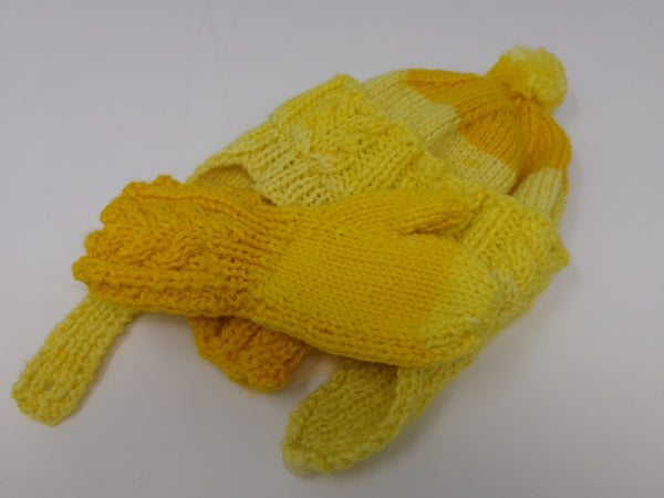 Kids' Yellow Wool Hat and Mitt Set