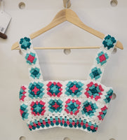 Crocheted Granny Square Crop Top