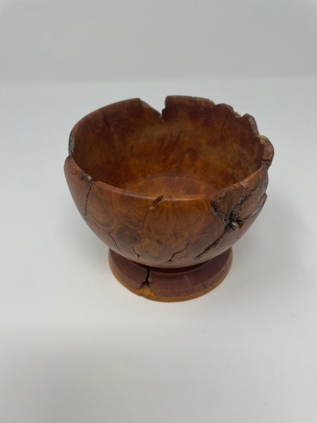 Medium Brown Wooden Bowl with Stand