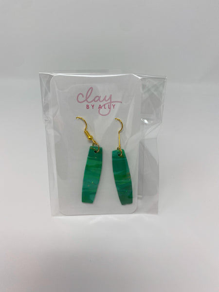 Emerald and Gold Marble Dangle Earrings
