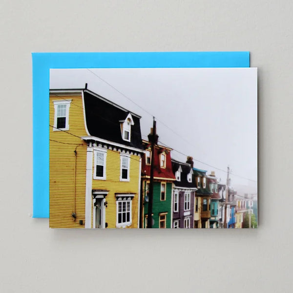 Painted Houses Foggy Day Card