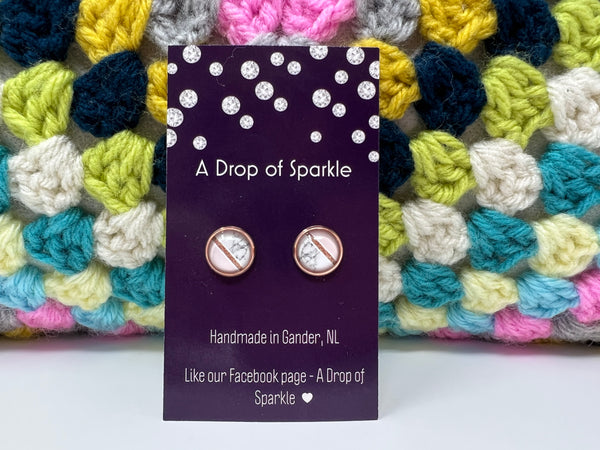 Rose Gold Marble Sparkle Studs - Small